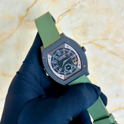 FP Journe Men's Sport Watch with Green Rubber Strap - Black Dial