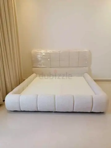 Brand new customised White Upholstered Double Bed with Padded Headboard