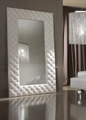 Needs to go -- THE ONE leather chesterfield mirror full size floor based white leather Marina Home