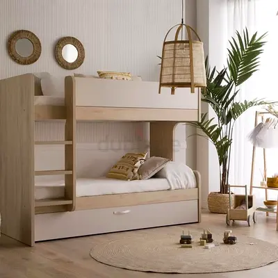 Modern Wooden Bunk Bed for Kids with Storage Drawer