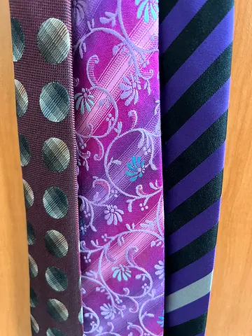 Set of 3 men's silk neckties — purple and patterned