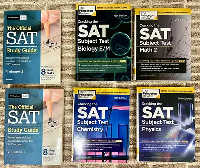 SAT Official Study Guides (Vol 1 & 2)Princeton Revie Subject Tests Biology, Chemistry, Physics, Math