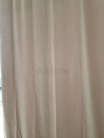Beige Fabric Curtains HomeCentre- Pair of Plain Light Drapes