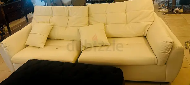 Cream 3-seater Sofa with Cushions - Good Condition