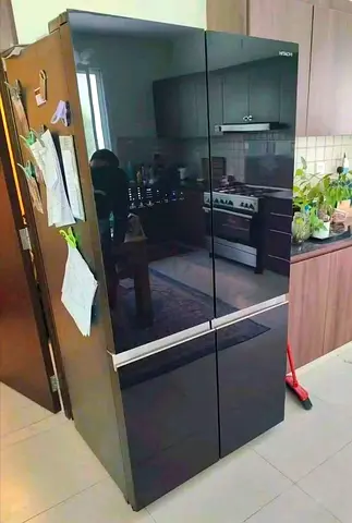 Hitachi four-door black glass refrigerator - excellent condition