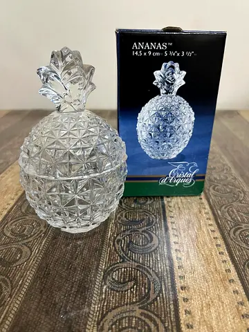 Crystal pineapple candy jar with lid (Ananas) - decorative glass