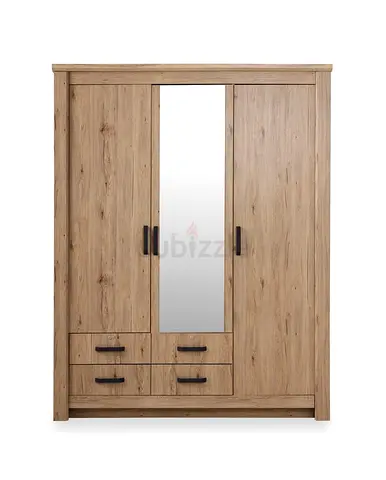 Premium Brand Modern 3-Door Wooden High Quality Wardrobe with Mirror and Drawers