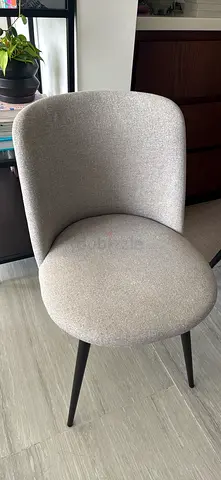West Elm Modern upholstered dining/desk chairs - light grey, good condition.
