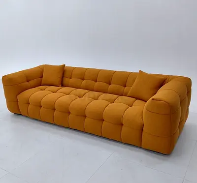 Modern Tufted 3-Seater Sofa in Cat Fabric