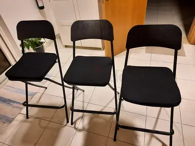 Set of 3 Black High Chairs — Moderately Used, Good Condition