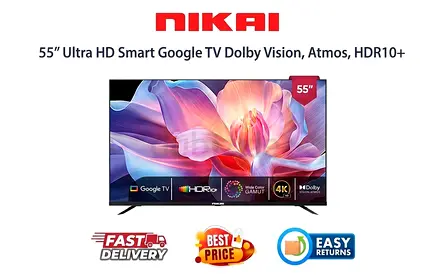 Nikai 55 Inch Smart Google TV - Voice Control - Excellent Condition, FREE DELIVERY, WARRANTY