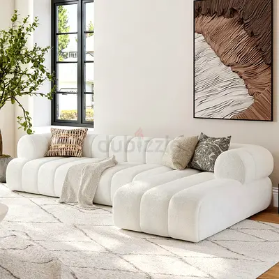 Brand New Modern White Curved Modular Sofa - 3-Seater with Chaise