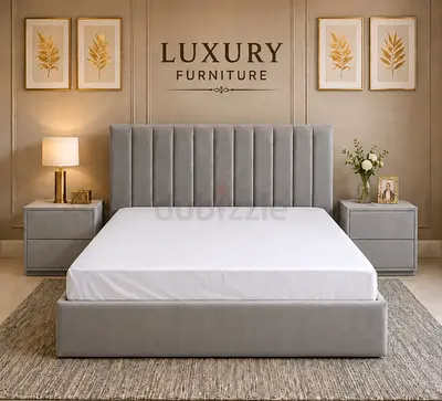 Gray new Queen size bed storage bed including mattress good quality Queen bed strong