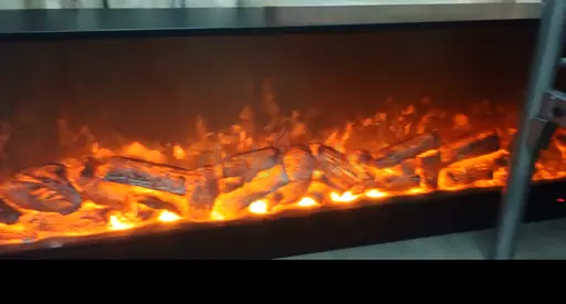 Long electric fireplace insert with realistic LED logs (used)