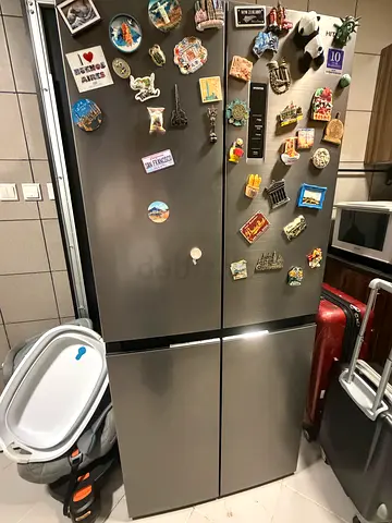Hitachi brand new stainless steel refrigerator with freezer drawers Japanese family use.