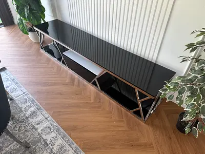 Chrome solid glass TV Stand