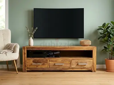 Quadrato Sheeham Solid Wood TV unit with Drawers (140 cm)