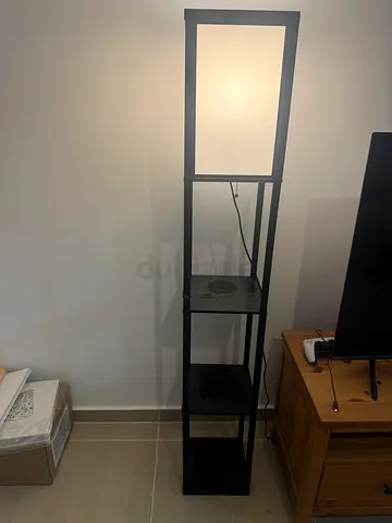 Modern Black Shelf Floor Lamp with Warm Shade