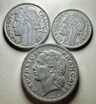 1946-47 France Post WW2 Era Set (old antique coins)