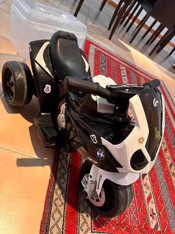 Kids Electric Ride-On Motorcycle - Black/White, Battery Powered