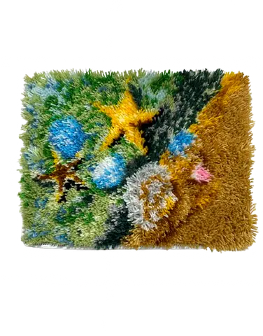 Handmade Colorful Shaggy Rug with Star Design - Small Accent Rug