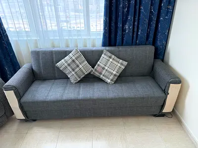Gray 3-seater Sofa-Bed with Cushions - Good Condition