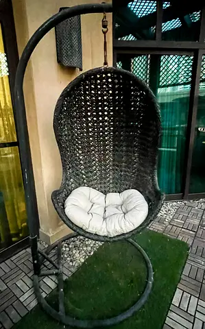 Hanging Egg Rattan Swing Chair with Cushion - Good Condition