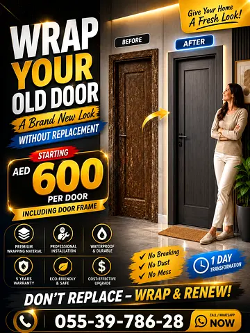 Door Wrap/Renewal Service - Professional Door Vinyl Wrapping (AED 600 start)
