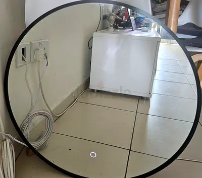 Round Black Framed Wall Mirror - 80cm