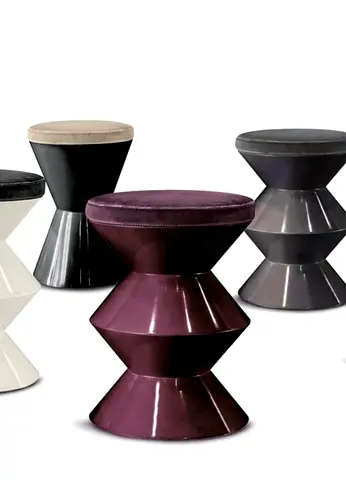 Minotti Geometric Upholstered Stools — Side table no cushion