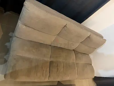 Foldable Fabric Sofa Bed / Futon Couch - Beige / Taupe