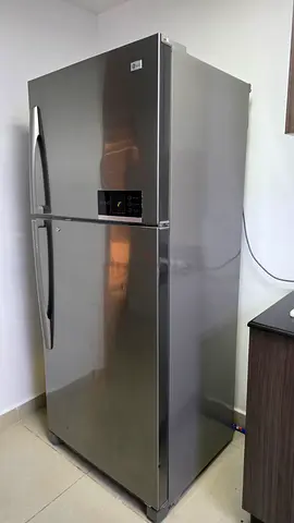 Large stainless steel double-door refrigerator - good condition