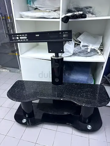 Black glass TV stand / entertainment unit, good condition