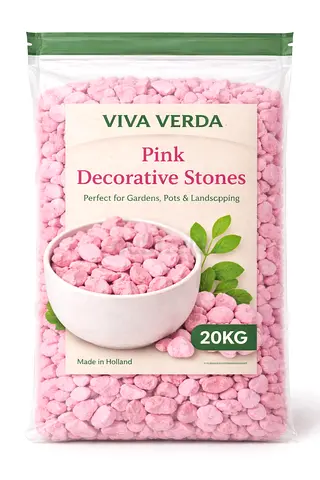 VIVA VERDA Pink Decorative Stones | 20KG Bag | Garden, Pots & Landscaping
