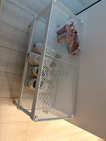 White 2-Tier Metal Shoe Rack / Small Storage Shelf