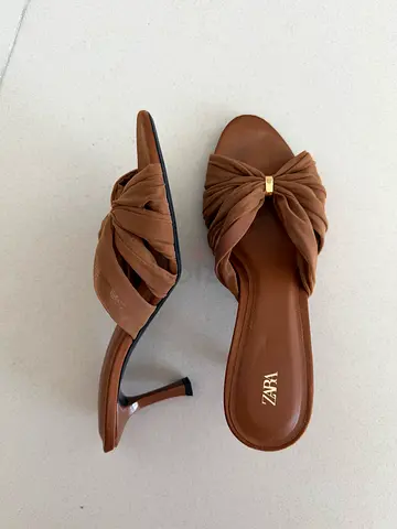 Zara brown heeled mule sandals, EU 37