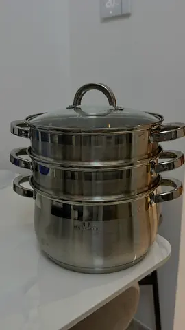 Stainless Steel 3-Tier Steamer Pot with Glass Lid