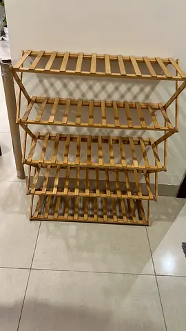Wooden 5-Tier Folding Shoe Rack / Shelf - Natural Finish