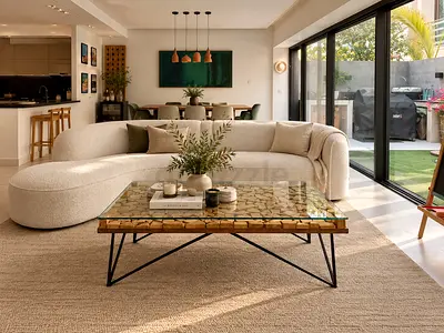 Modern wood and glass coffee table
