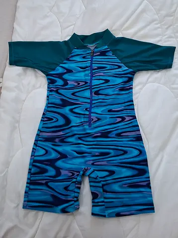 Children's Blue Short Sleeve Swim Suit - Size 6_7years