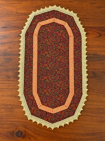 Handmade Persian-style Oval Table Runner / Small Rug with tag