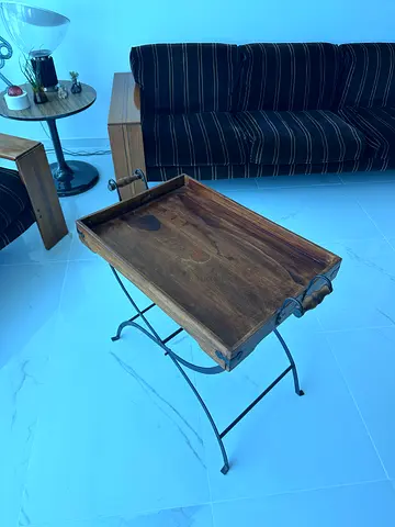 Wooden Tray with Iron Stand - Marina Home