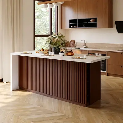 Modern wooden kitchen island
