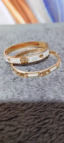 Rose Gold Tone Crystal Pave Bangle Set