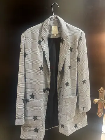 Checked Blazer with Black Star Print - Women's Size (see details)