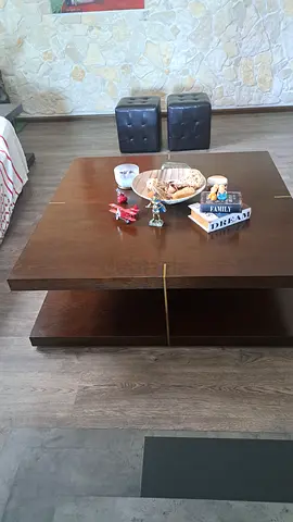 Solid Wood Coffee Table with Lower Shelf - Dark Brown