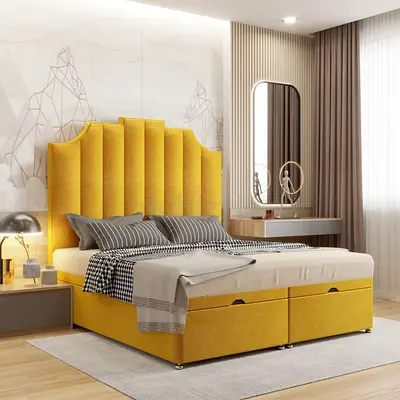 Honeycomb Velvet Upholstered Bed With Storage Drawers