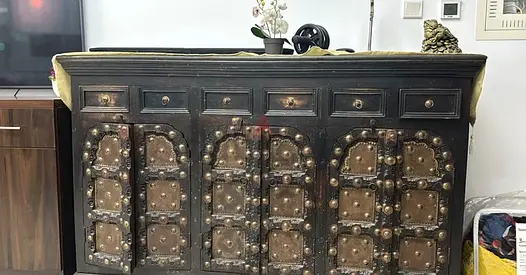 Antique-style Wooden Sideboard / Console Cabinet with Metal Stud Accents
