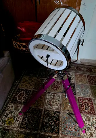 Adjustable Tripod Floor Lamp with White Shade and Pink Legs. AED 160 Only!