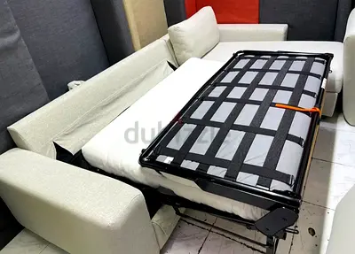 Light beige 3-seater pull-out sofa bed - good condition